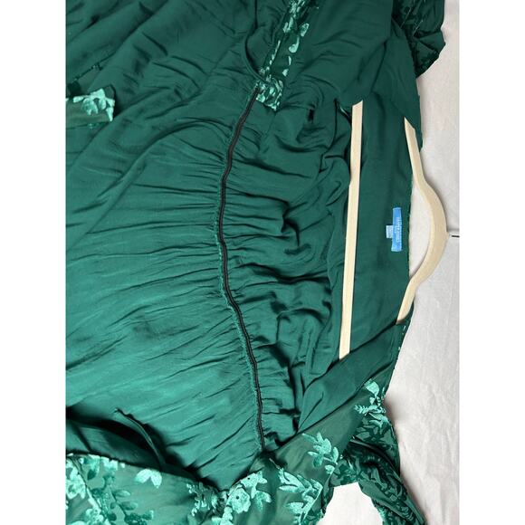 Draper James RSVP Burned Velvet Emerald Green Midi Wrap around Dress Size XL - Picture 12 of 14